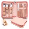 WOAMA Manicure Set Travel Nail Clippers 10-Piece Toenail Clippers Pedicure Kit Stainless Steel Nail Kit for Women - Pink