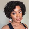 Iianaebeh Short Curly Human Hair Wigs for Black Women, Side Part Wig, Pixie Cut Brazilian Remy Human Hair, Deep Curly None Lace Front Ombre Blonde Wigs (NB)