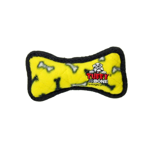 TUFFY - World's Tuffest Soft Dog Toy- Jr Bone Yellow & Red Ring- 2 Pack. Squeakers-Multiple Layers.Made Durable, Strong & Tough.Interactive Play(Tug, Toss & Fetch).Machine Washable & Floats