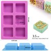 Sakolla 2 Pack 6 Cavity Silicone Soap Molds Square Bar Silicone Molds for Soap Making Supplies DIY Cupcake, Cheesecake, Cornbread, Muffin Molds Tray