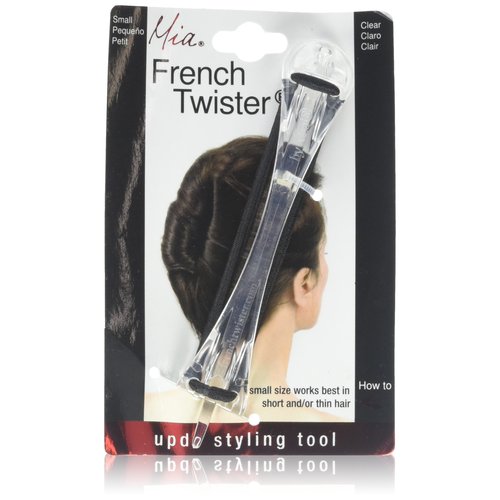 Mia French Twister Up-Do Hair Styling Tool Bun Maker for Women, Teens, Girls, Dress Up, Brides, Short and/or Thin Hair - Small Size, Clear