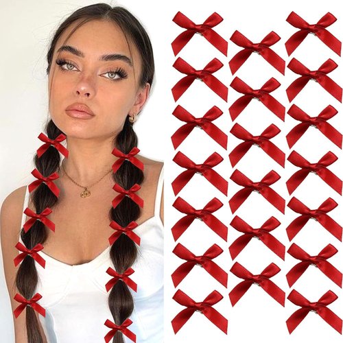 20 Pcs Red Mini Bow Hair Clips Ribbon Hair Bows Cute Hair Barrettes Red Pink Bow Hairpins Alligator Clips for Girls Women Toddlers Hair Accessories, Clips and Barrettes, Mini Bow, Hair Clips