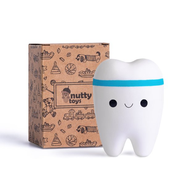 Nutty Toys Super Slow Rising Jumbo Squishy Tooth - Soft & Scented Stress Relief Present Top Valentines Day Gift Idea for Kids Teens Boys Girls Adults Him & Her, Best Dental & Dentist Gifts 2024