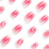DANMANR Cute Fake Nails Short Press on Almond Nails Pink Full Cover Bow Acrylic Valentine's Day Fake Nails for Women and Girls 24PCS