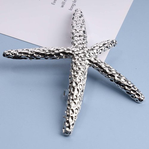 Yheakne Starfish Hair Clip Barrette Gold Hair Barrette Metal Hair Holder Headpieces Decorative Headwear Cute Hair Clip Hair Accessories for Women and Girls Gifts (Silver)