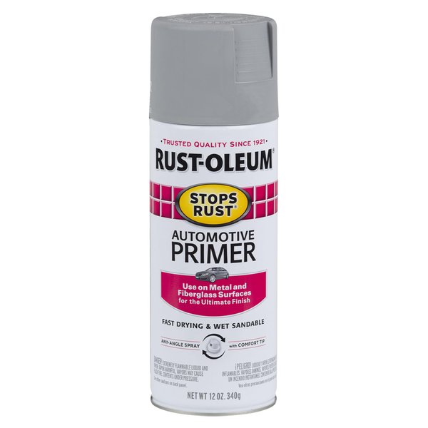 Rust-Oleum 2081830 Stops Rust Automotive Primer, 12 Ounce, Light Gray, 12 Fl Oz