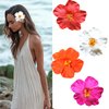 Flower Hair Clips Hawaii Hair Accessories for Women Plumeria Hibiscus Hair Barrettes Summer Claw Clips or Thick Thin Hair Clip 4Pcs (White+Red+Orange+Hot Pink)