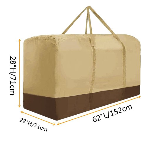 Outdoor Cushion Storage Bag Extra Large 420D Oxford Waterproof Dust Proof Outdoor Zippered Patio Cushion Storage Bag (Beige)