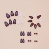 Tyuimhx 3D Flowers Press on Nails Short Almond Fake Nails With Gold Pearls Cat Claws Designs Gradient False Nails Full Cover Stick on Nails Acrylic Artificial Nails for Women Glue on Nails 30Pcs
