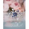 Aimimier Bridal Sapphire Crystal Hair Comb Pearl Blue Crystal Leaf Marquise Hair Piece Prom Party Festival Wedding Hair Accessories for Women and Girls (Silver)