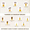 Makeup Brush Set, VANDER 24pcs Premium Synthetic Makeup Brushes for Foundation, Professional Eyeshadow, Eyeliner, Concealer Make up Brush Kit with Leather Travel Makeup bag, Champagne