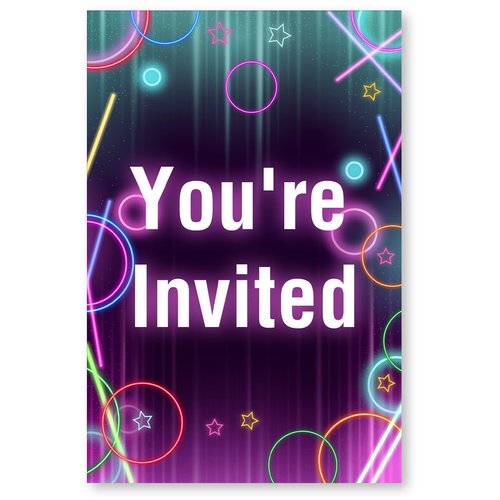 Soiceu Laser Tag Birthday Party Invitations with Envelopes Set of 20 Neon Laser Tag Birthday Party Invites Glow Laser Tag