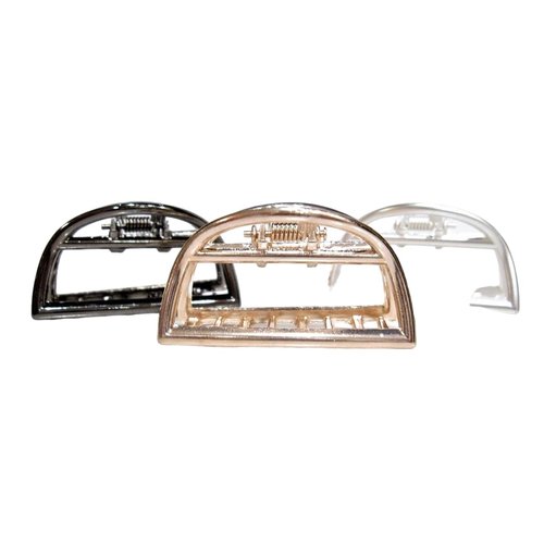 Small/medium rose gold or silver round arc metal hair claw clip (Primary color: Silver)