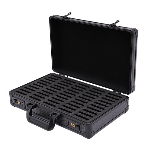 Dlinanta Aluminum Coin Storage Box, 50 Graded Coin Capsules Case with Lock, Easy to Carry, Coin Boxes for Collectors, Coin Collection Supplies for Storage, Transport, and Organization