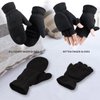 BESSTEVEN Winter Fingerless Gloves for Men Women | Convertible Flip Top Mittens - Thermal Polar Fleece Warm Lightweight for Texting Jogging - Black Medium