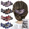 Yusier 4 Pack Gorgeous Crystal Hair Accessories Hair Clips Hair Bun Hair Clips for Women Duckbill Clips for Long Hair Ponytail Rhinestone Flower Styling Hair Clips (A)