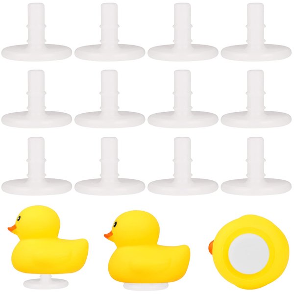 Sanchamy 12 Packs Rubber Duck Mount Jeep Duck Holder Plastic Duck Plug Holder for Jeep Dash Rubber Duck Holder for Display Jeep Ducking Gifts-White(Excluding Rubber Duck)