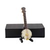 Dselvgvu Miniature Banjo with Stand and Case Mini Musical Instrument Collectible Mini Banjo Replica Miniature Dollhouse Model Christmas Ornament (3.94"x1.31"x0.55")