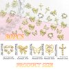 30PCS Gold Nail Charms 3D Alloy Cross Nail Charms Chrome Heart Nail Charms Crystal Butterfly Charms Metal Bowknot Y2K Nail Rhinestones for Women Nail Art and DIY Crafts