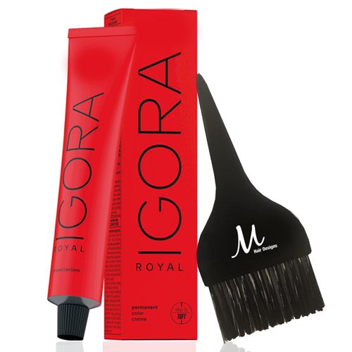 Schwarzkopf Igora Royal 5-63 Light Brown Chocolate Matt Permanent Hair Color and M Hair Designs Tint Brush (Bundle 2 items)