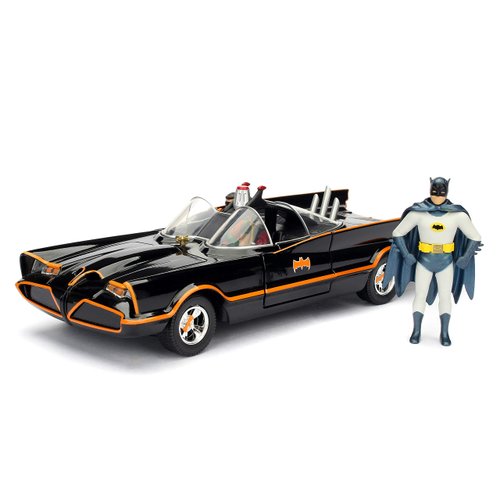 Jada Toys Build N'collect 1966 Classic TV Series Batmobile w/Batman & RobinFigure 1/24 Diecast Model Kit, Black