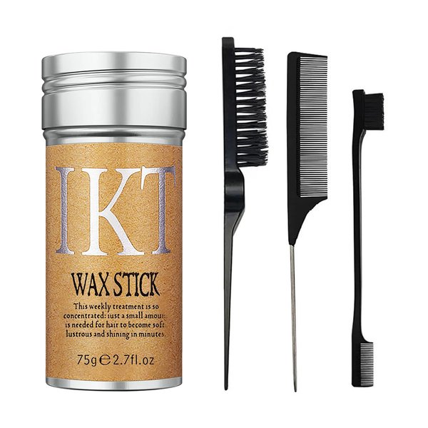 PasaRose Hair Wax Stick,Slick Back Hair Brush for Hair 4Pcs,Non-Greasy for Styling Puffs and Wigs,Combing Brush for Loose Hair,Rat Tail Comb for Separation,Edge Brush for Finishing