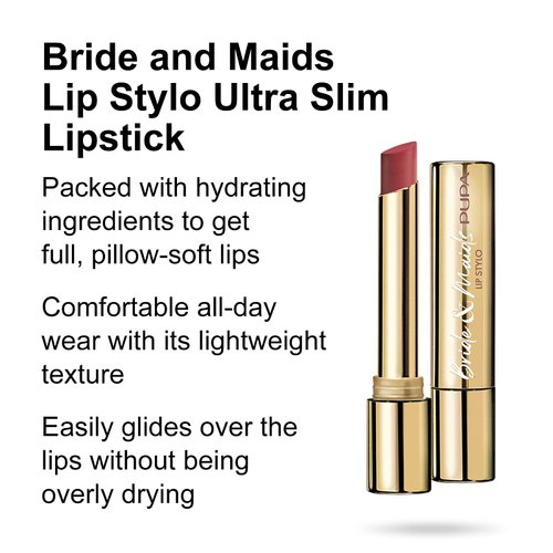 PUPA Milano Bride And Maids Lip Stylo Ultra Slim Lipstick - With Pout-Boosting Ingredients For Fuller Looking Lips - Hydrating And Smoothing Formula - Paraben-Free - 002 Maid Of Honor - 0.049 OZ