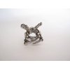 Small mini silver metal antique style crystal hair claw clip bridal clip