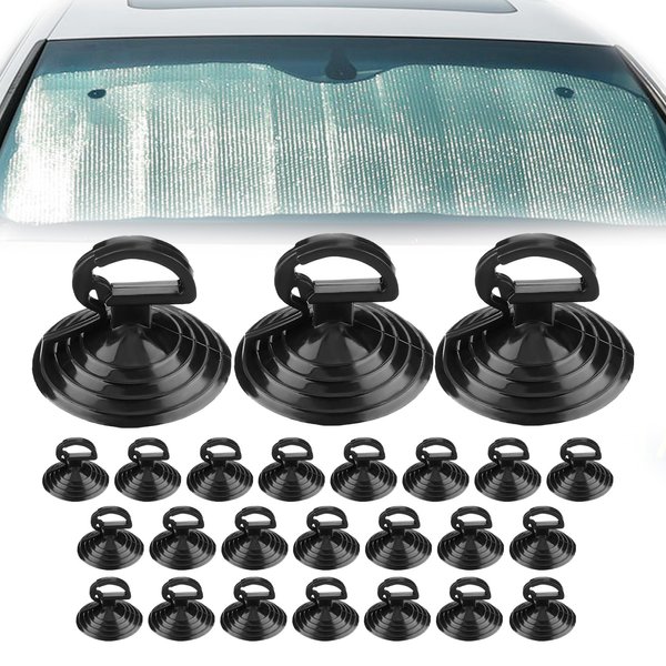 Lecctso 25PCS Car Glass Windshield Sunshade Suction Cups, Mini Suction Cups, Powerful Pull Ring Sucker Hooks with Strong Adsorption Force, Car Interior Accessories Universal for Car SUV Truck RV