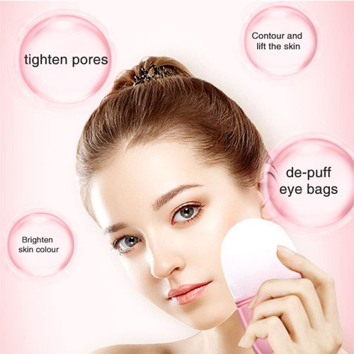 IMEASY Ice Roller for Face and Eye, Ice Face Roller,Facial Beauty Ice Roller Skin Care Tools, Ice Facial Cube, Gua Sha Face Massage, Silicone Ice Mold for Face Beauty (Pink)