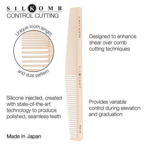Cricket Silkomb Pro-10 Hair Cutting Comb Silicone-Infused Professional Hair Stylist Barber Comb for Haircuts, Styling, All Hair Types