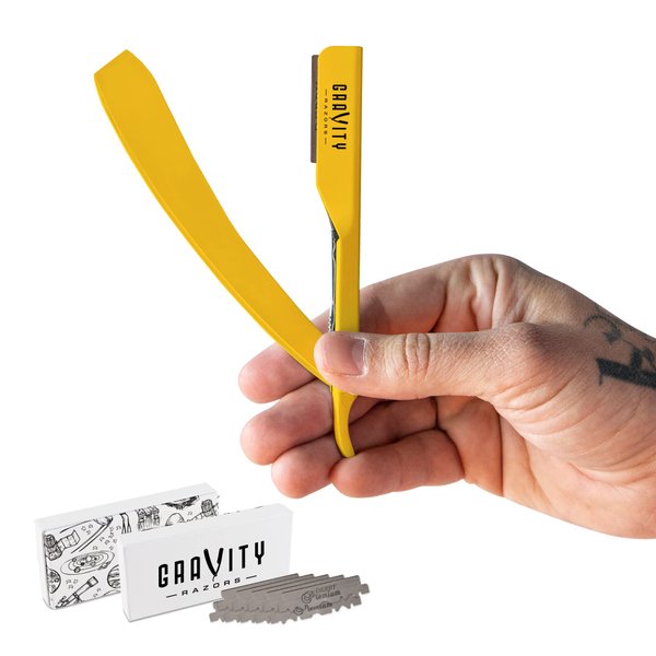 Professional Straight Razor - Ultra Exposed Straight Razor Kit with 10 Gravity Premium Blades, 2mm Exposed ("The OG")