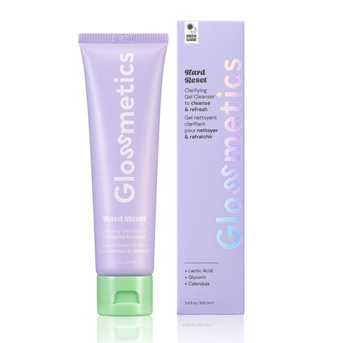 Glossmetics Hard Reset Clarifying Gel Face Cleanser for Normal to Combination Dry Skin, Hydrating Makeup Remover with Calendula, Lactic Acid, Glycerin