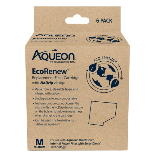 Aqueon Aquarium Fish Tank EcoRenew Filter Cartridge, Medium 6 Pack