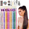 BEAHOT 16 Colors Hair Tinsel Kit With Fake Tattoos,48 Inches 3200 Strands Tinsel Hair Extensions,Fairy Hair Tinsel Heat Resistant,Highlights Sparkling Hair Glitter for Christmas Halloween Cosplay