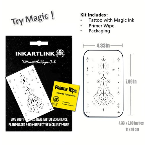 INKARTLINK Temporary Tattoos, Semi Permanent Tattoos Adult Art Designs Waterproof Temporary Tattoos Party Favors Tattoo Stickers Realistic, No Adhesive, Lasts 1-2 Weeks Black (Henna 2)