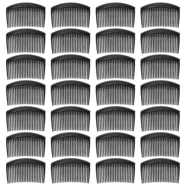 28 Pack Black Small Plastic Hair Side Comb With Long Teeth Hairpins Grips Barrettes Clamps Bows for Women Bridal Wedding Veil Decorative Headpiece French Twist Updo Bun Accessories