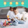 39pcs Ice Cream Toys for Kids, Ice Cream Counter Cupcake Playset for Toddler Kids Scoop Dessert Kitchen Food with Menu & Fake Money & Coin Pretend Food Toys Interactive Playset for 3 4 5 6+ Years