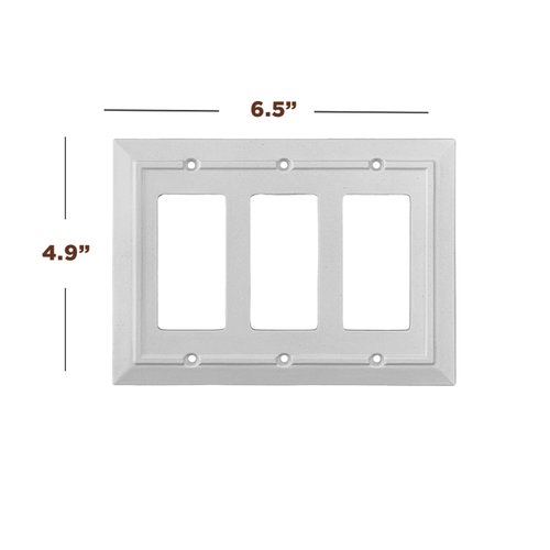 Pack of 2 Wall Plate Outlet Switch Covers by SleekLighting | Classic White Architecture Wall plates| Variety of Styles: Rocker/Receptacle/Toggle / & Combo | Size: 3 Gang Rocker
