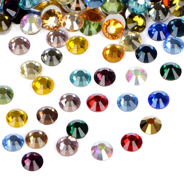 2880PCS Art Nail Rhinestones non Hotfix Glue Fix Round Crystals Glass Flatback for DIY Jewelry Making with one Picking Pen (ss3 2880pcs, MIX)