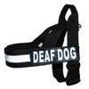 DEAF DOG Nylon Strap Service Dog Harness No Pull Guide Assistance comes with 2 reflective DEAF DOG removable patches. Please measure your dog before ordering.