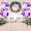 49pcs Purple Silver Birthday Decorations Party Supplies Set, Purple Balloons, Fringed Curtain and Silver 16inch Happy Brthday Banner for Birthday Party