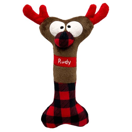 Huxley & Kent for Dogs | Reindeer Bone | Christmas Holiday Power Plush Dog Toy with Squeaker | Funny Dog Toy Gift | Fun, Durable, and Safe | H&K Squeaky Dog Toys