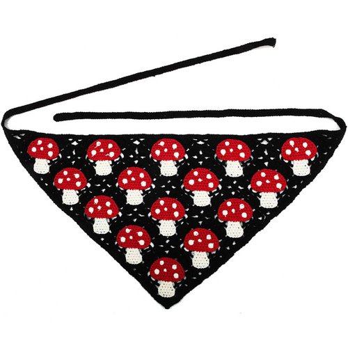 KABAKE Crochet Bandana Hair Scarf Y2k Aesthetic Accessories Knitted Head Kerchief Headband Headwrap (Black mushroom)