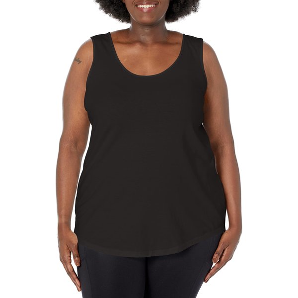 JUST MY SIZE womens Shirt-tail tank top and cami shirts, Black, 2X US