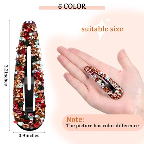12 Pieces Rhinestone Clip for Hair Rhinestone Snap Hair Clip Crystal Snap Hair Barrettes AB Crystal Metal Hair Clips Crystal Hairpins Wedding Decorative Hair Clips Hair Accessories for Women Girls