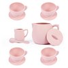 ForeverElla 12Pcs Silicone Tea Party Set for Little Girls - Pretend Play Eco-Friendly, BPA Free Kids Tea Set - Dishwasher Safe Tea Set for Toddlers - Won't Break Like Plastic or Porcelain Toys