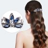 Kicosy Barrettes for Women 3 Pack Vintage Shining Rhinestone Hair Barrettes Metal Flower Butterfly French Clip Faux Crystal Hair clip Spring Hair Barrette,Black and Navy (Pattern-A(3PCS))