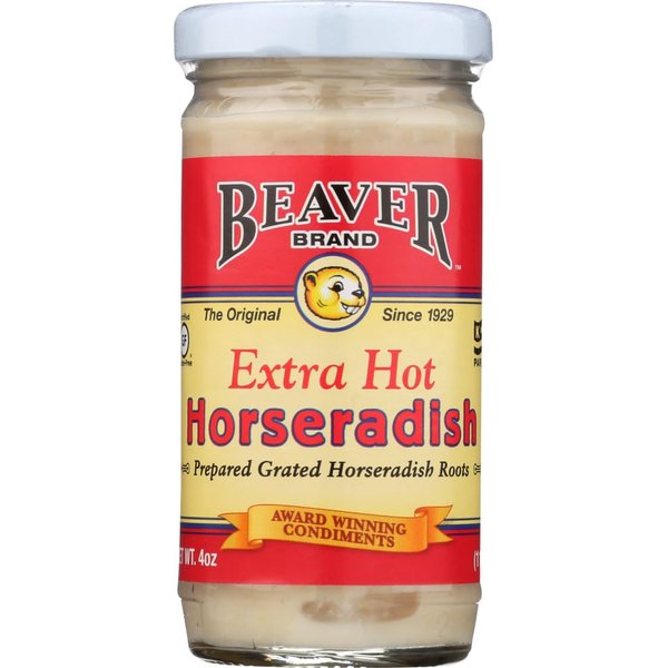 Beaver Brand Extra Hot Horseradish 4 oz glass jar (Pack of 3)