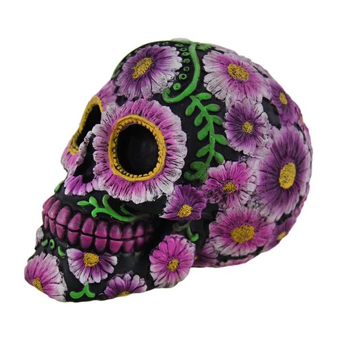 Fantasy Gifts Black and Pink Day of The Dead Sugar Skull Coin Bank Mexican Dia De Los Muertos